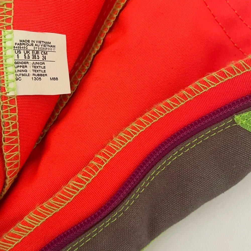 Gray and Green High-Top Sneakers with Purple Laces - Picture 12 of 14